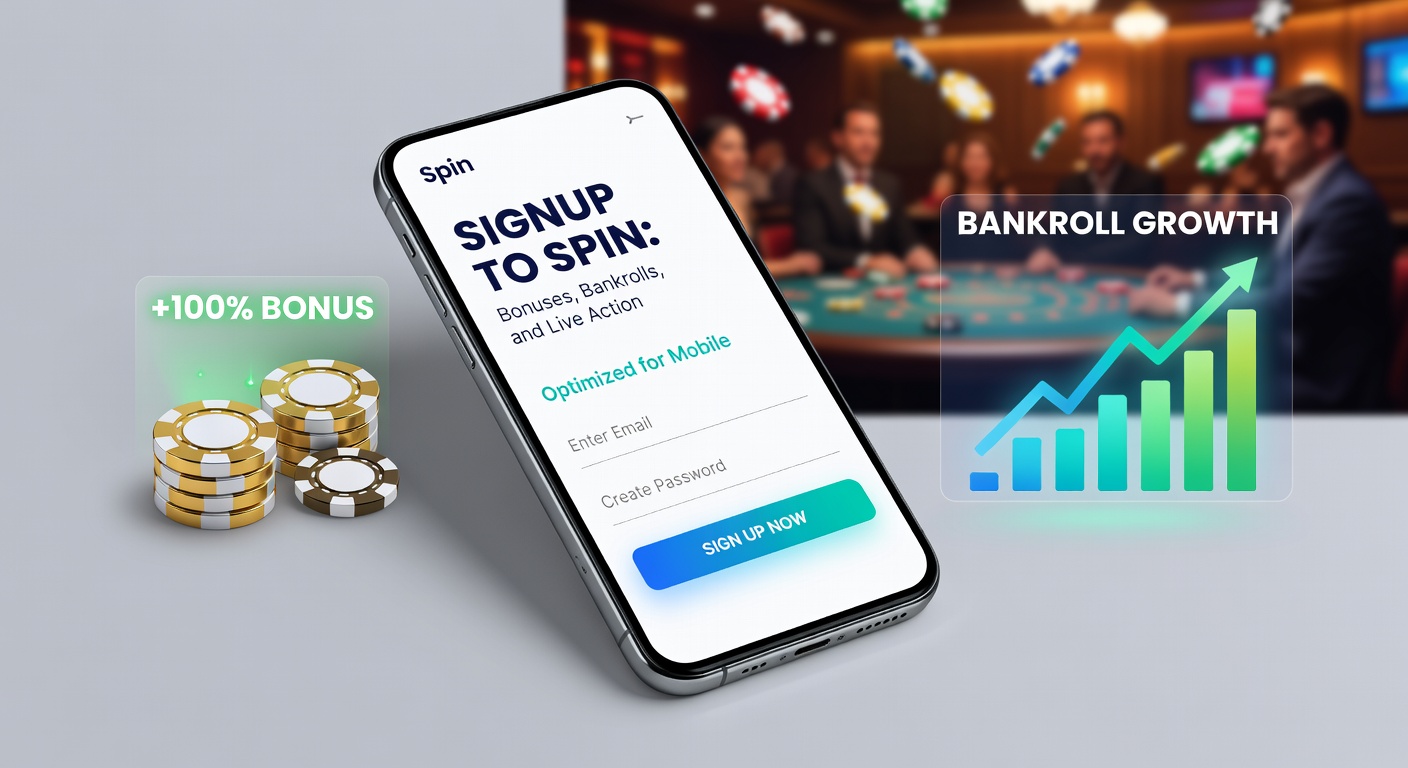 Smartphone mit Casino-App, die eine schnelle Anmeldung und Boni anzeigt, während ein Live-Stream im Hintergrund läuft