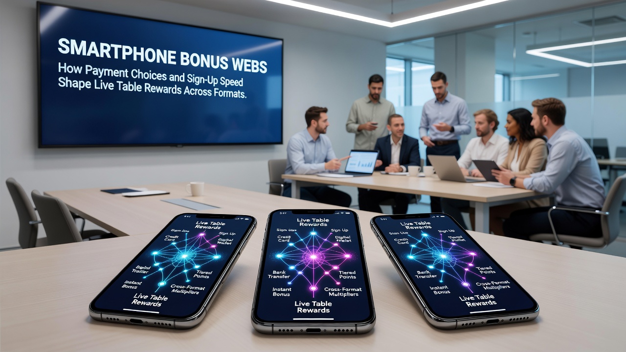 Mobile Live-Tisch-Sitzung mit Zahlungsoptionen und Bonusanzeige